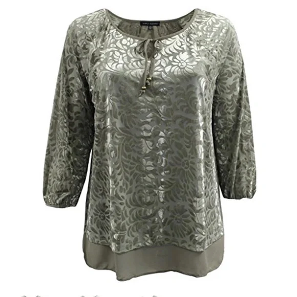 Simply Elegant Women Stylish Embossed Velvet Floral Leaves Design Blouse… - Picture 1 of 11